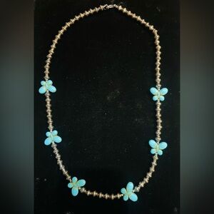 Silver turquoise butterfly necklace